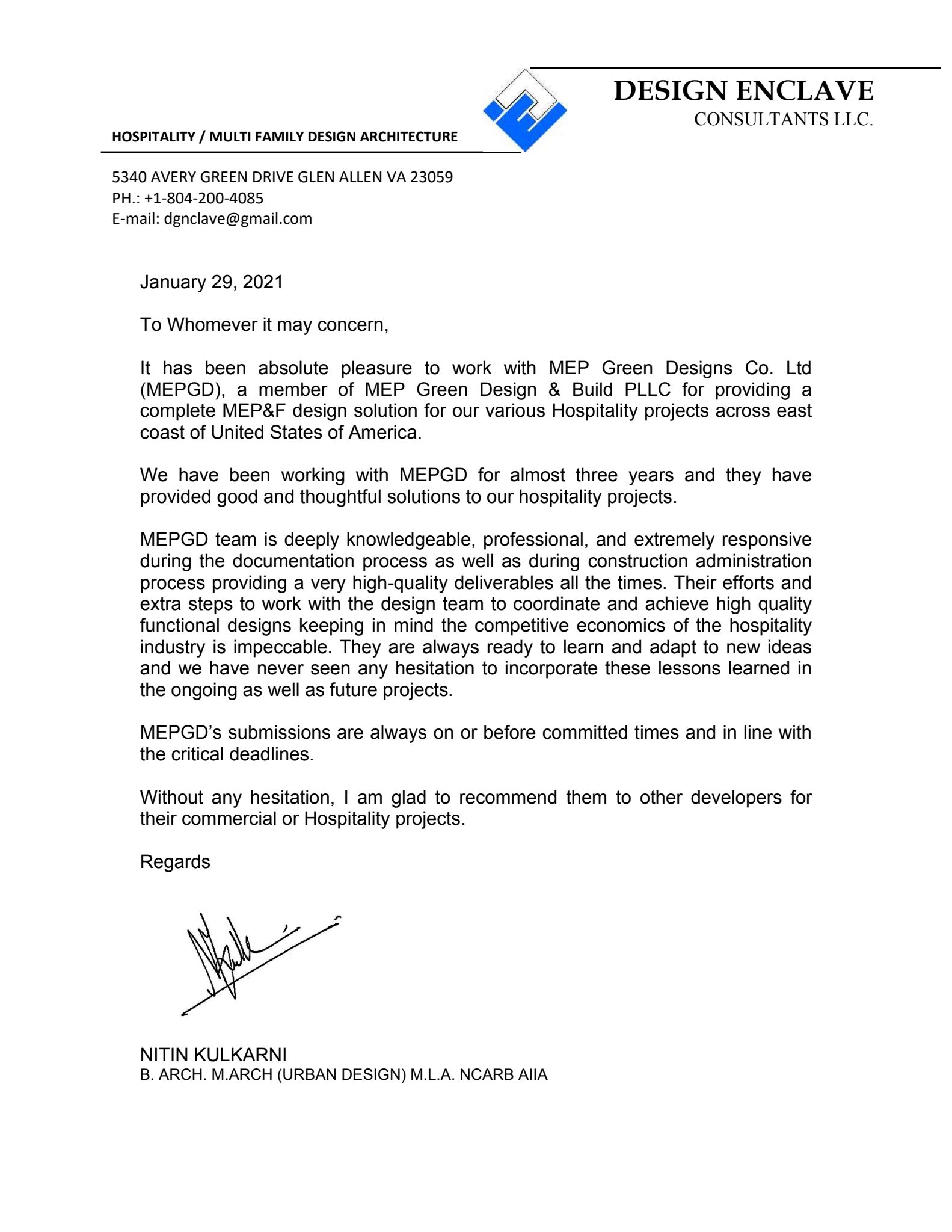 NITIN KULKARNI - MEPG RECOMMENDATION LETTER